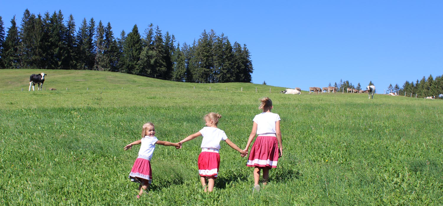 Kinder in Berglandschaft im Oberallgäu
